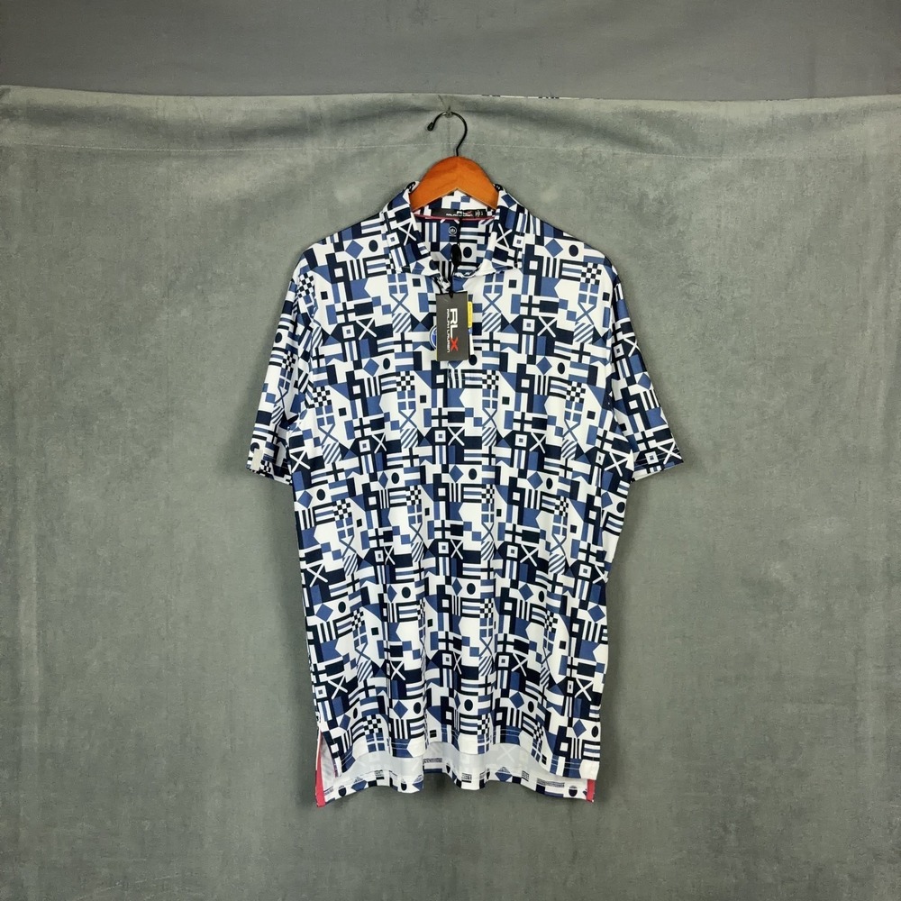 RLX Ralph Lauren Golf Polo Shirt Mens Size Large Geometric UV Protection NWT